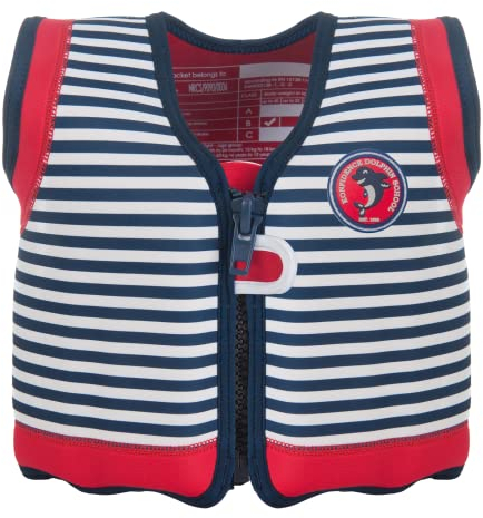 Konfidence Jacket - Premium Schwimmweste für Kinder | Einstellbarer Auftrieb | UKCA- & CE-Konform | Von Schwimmschulen Empfohlen | Über 25 Jahre Erfahrung(Hamptons Navy Stripe, M)