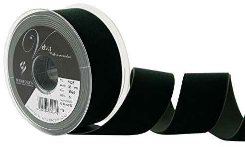 Berisfords Velvet Ribbon Olive 45mm x 10m - Nylon Craft Ribbon for Sewing, Gift Wrapping and Hair Accessories