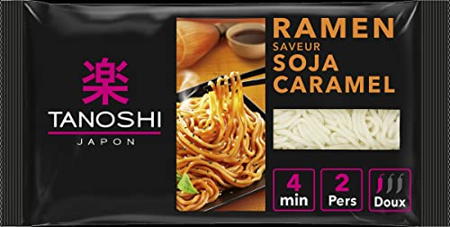 TANOSHI - Ramen Précuites Saveur Soja Caramel - Nouilles Japonaises Instantanées - Pour 2 Personnes - 360 g