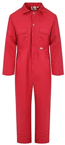 Ladies Zip Front Boilersuit Workwear Boiler Suit Coverall Overall Womens Girls (16 (40 Chest), Red)