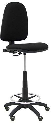 Piqueras y Crespo T04CP - Taburete ergonómico, regulable en altura, aro reposapiés y ruedas de parquet, color negro