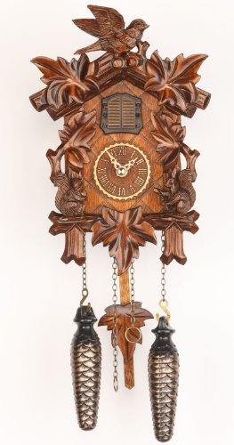 Trenkle Quarz Kuckucksuhr 5-Laub, Vogel, mit Musik TU 370 QM