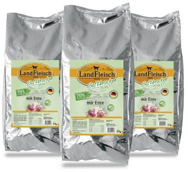 Landfleisch Dog Softbrocken mit Ente 3 x 5kg = 15 kg, getreidefrei