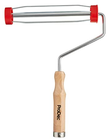 ProDec 9 inch x 1.75 Wooden Handle Trade Professional Paint Roller Frame | with Anti-Slip 5 wire Cage and Screw Fit Handle for Extension Pole, 9 x 1.75