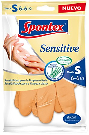 Spontex Sensitive Handschuhe, dauerhafte Frische und antibakteriell, Größe s6,5-7