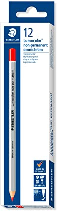 STAEDTLER 108-2 Lumocolor omnichrom Trockenmarker, 12 Stück im Kartonetui non-permanent, rot