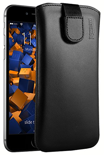 mumbi Echt Ledertasche kompatibel mit iPhone 6 / 6S Hülle Leder Tasche Case Wallet, schwarz