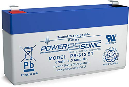 Lead acid battery, Powersonic PS 612 - Powersonic PS612 - Powersonic PS-612 - 6V 1.3Ah – Rechargeable sealed lead acid (SLA) battery – AGM/lead-free
