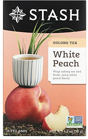 Stash Tea Oolong White Peach Tea 18 Count Tea Bags Individual Oolong Black Tea Bags, Use in Teapots Mugs or Cups, Brew Hot Tea or Iced Tea