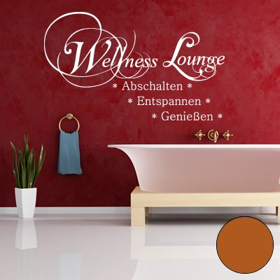 A582 Wandtattoo Wellness Lounge 143cm x 87cm haselnuss (erhältlich in 40 Farben und 2 Größen)