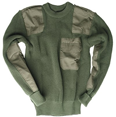 Mil-Tec Pullover BW Polyacryl Herren • Bundeswehr Pullover Männer • Warmer Strickpullover • Verstärkte Ellbogen & Schultern • Atmungsaktiv • Als Winterpullover & Arbeitspullover • Oliv, Größe: 48