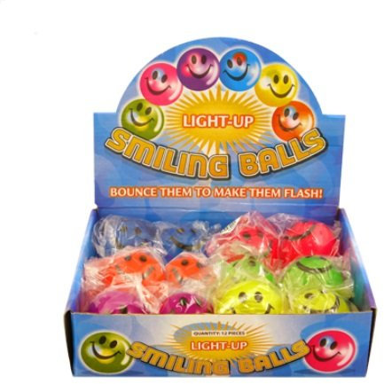 HENBRANDT Light Up Smiling Bouncy Balls 5cm - Wholesale Box of 12