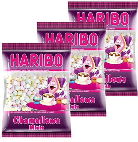 Haribo Chamallows Minis, 3er Set, Schaumzucker, Marshmallows, Mausespeck, 3 Beutel zu je 200 g