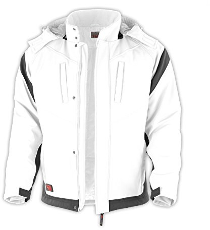 QUALITEX HIGH QUALITY WORKWEAR Winter-Softshelljacke Pro warme Arbeitsjacke Berufsbekleidung Maler,Trockenbau weiß-grau Gr.S-3XL (XS)