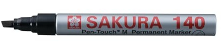 SAKURA Permanentmarker - Pen-Touch 140 Schwarz Meißelspitze Industrieller Gebrauch Schnell trocknend