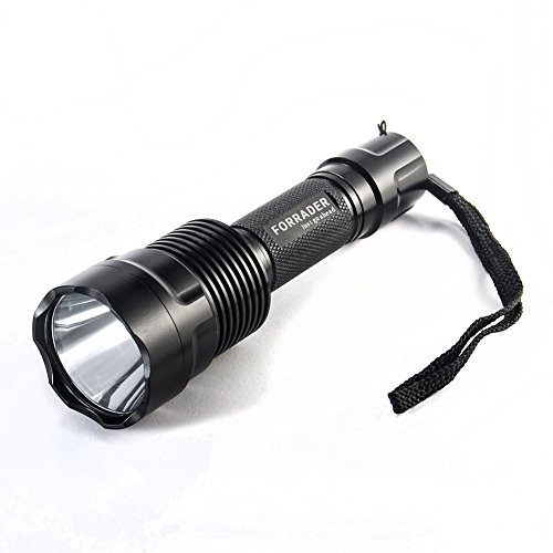 Forrader C12 CREE XM-L2 U3 ultrabrillante 2000 lúmenes LED Linterna antorcha con la cola botón del interruptor controlado por el modo 5, Negro (Linterna solamente)