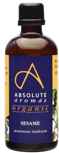 Absolute Aromas Organic Sesame Oil 100ml - in a Glass Bottle - Pure, Natural, Cold-Pressed, Vegan and Cruelty Free