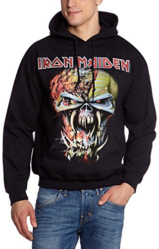 Iron Maiden Final Frontier Big Head Men's Hooded Sweatshirt, Black, L