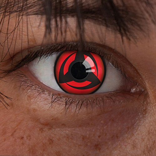 aricona Kontaktlinsen - Sharingan Kontaktlinsen Kakashi´s Mangekyou - Farbige Kontaktlinsen ohne Stärke für Cosplay, Karneval, Fasching, Motto-Partys und Halloween Kostüme, 2 Stück