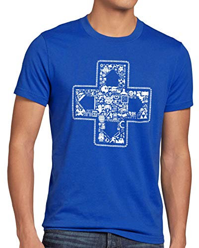 style3 Play Herren T-Shirt Gamer Game Controller, Größe:M, Farbe:Blau