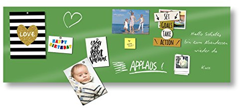 cuadros-lifestyle Markerboard/Magnettafel/Whiteboard aus Acrylglas inkl. Boardmarker und 10 Supermagneten, Größe:150x50 cm, Farbe:Grün