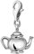 Quiges 3D Antique Tea Pot Clip On Charm Pendant Silver Plated Women's Jewellery