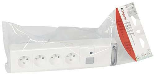 Bloc multiprises fixable avec interrupteur bipolaire à voyant, limiteur d'intensité 16A et 4x2P+T longueur 309mm