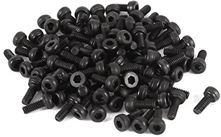 sourcingmap 100pcs M2x5 Vis six pans creux tête hexagonale cylindrique moletée Boulon en 12.9 acier alliage