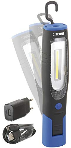 Fervi Akku-Lampe (mit COB LED Technologie, lange Akkulaufzeit, biegsamer Magnethalter, leistungsstarkes Licht, 180 Lumen, Taschenlampe) F-0401