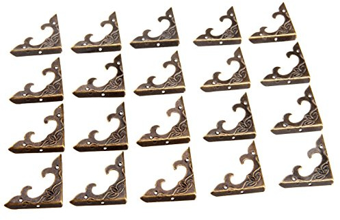 20Pcs Box Corner Protector 30x30x4.5mm Vintage Antique Brass Wood Bracket Case Chest Guard Decoration
