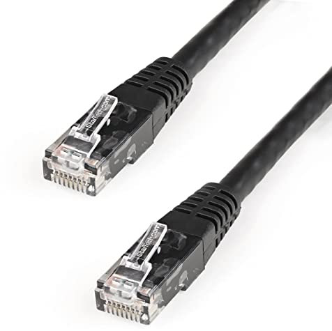 StarTech.com 6ft CAT6 Ethernet Cable - Black CAT 6 Gigabit Ethernet Wire -650MHz 100W PoE RJ45 UTP Molded Network/Patch Cord w/Strain Relief/Fluke Tested/Wiring is UL Certified/TIA (C6PATCH6BK)