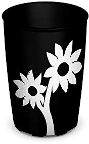Ornamin Becher mit Anti-Rutsch Blume 220 ml schwarz/weiß (Modell 820) / Trinkbecher, Pflege-Becher, Kinderbecher