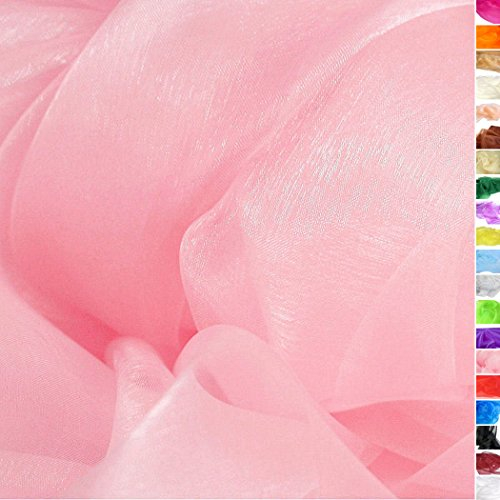 TOLKO 1m Organza Stoffe zum Nähen Meterware | Hauch Zart, Fein, Durchsichtig | zum Dekorieren Basteln 145cm breit | leichter Glanz Stoff für Gardine Vorhänge Tischdecken Deko Schals (Rosa)