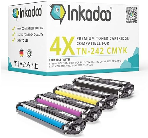 Inkadoo Toner für Brother TN-242 TN-246 DCP-9017 9022 HL-3142 3152 3172 MFC-9142 9332 9342 (Multipack) Tonerkartusche, Tonerpatronen, Drucker Toner