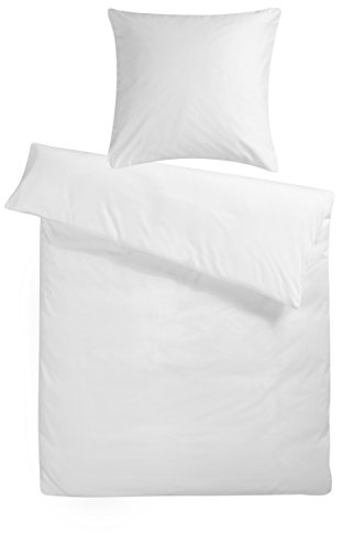 Carpe Sonno Biber Bettwäsche 135x200 cm Baumwolle - 2tlg Bettwäsche Winter - Set aus Deckenbezug mit Reißverschluss + Kissenbezug - Flauschige Winter Bettwäsche Flanell - Weiß