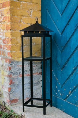 KUHEIGA Große Laterne/Metalllaterne in Schwarz, Höhe 100cm