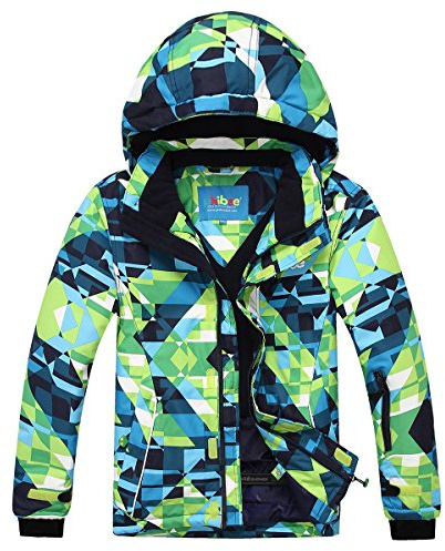 PHIBEE Big Boys Waterproof Breathable Snowboard Jacket, Printed, 16