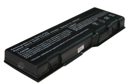 vhbw Li-Ion Akku 6600mAh (11.1V) kompatibel mit Notebook Laptop Dell Inspiron 6000, 9200, 9300, 9400, E1705, XPS M170 Ersatz für 310-6321, 310-6322, 312-0339.