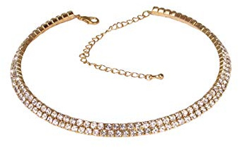 icecoolfashion Women's 2 Row Diamnate Choker Clear Diamante Necklace | Prom Wedding Clubbing Party Jewellery For Women, Rhinestone Crystal