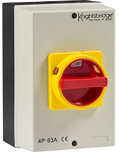 Knightsbridge INAV0027 IP65 63A Rotary Isolator 4P Ac (230V-415V), Grey