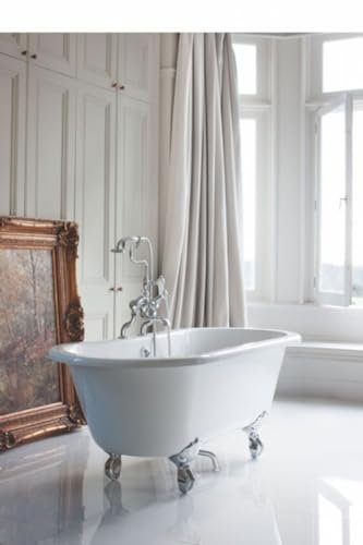 Casa Padrino Jugendstil Badewanne freistehend 1500mm BWin Weiß - Freistehende Retro Antik Badewanne, Badewannen Füsse:Standard Traditional Schwarz