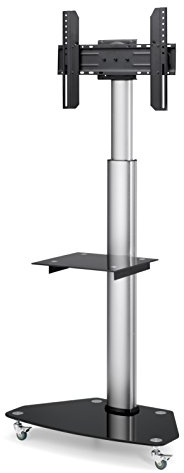 conecto® LM-FS01G Premium TV-Ständer Standfuß für Fernseher Flachbildschirm LED Plasma höhenverstellbar 37-70 Zoll (94-178 cm, bis 40 kg) VESA Standard, Silber/schwarz