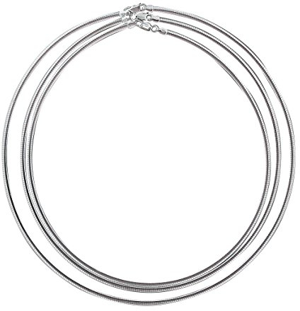 Hobra-Gold OMEGA HALSREIF SILBER 925 MASSIV - 2,6 MM COLLIER - SILBERKETTE 42-45 - 50 CM (42)