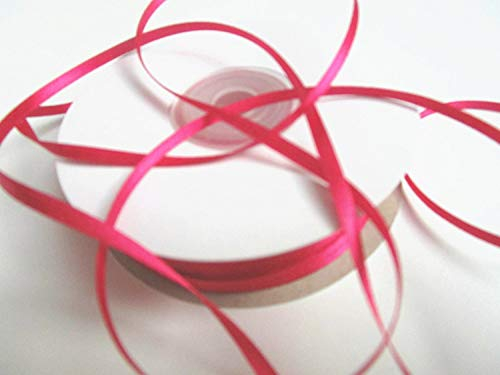 CaPiSo 50m Rolle 3mm Schleifenband Satinband Geschenkband dünnes Band Geschenk Stoffband Satin Hochzeitskarten Bastelband Hochzeit (Fuchsia)