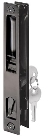 Prime-Line C 1033 Diecast Keyed Patio Sliding Door Handle Set for 1 In. to 1-1/8 In. Thick Sliding Glass Doors, Black (Single Pack)