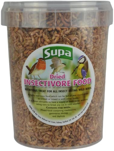 Supa Wild Bird Food Dried Insectivore Food, 1 Litre Bucket, Highly Nutritious Treat For All Insect Loving Wild Birds.