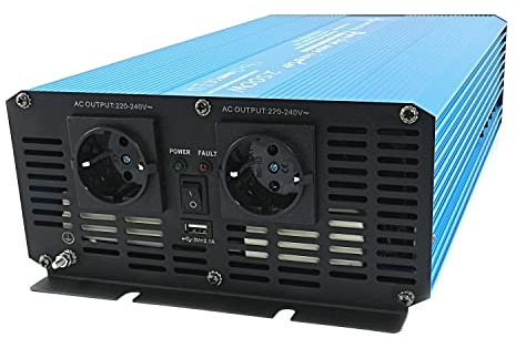 SOLARTRONICS TS2500 Spannungswandler 24V 230V Reiner Sinus 2500W/5000W Wechselrichter 24V auf 230V Stromwandler mit USB-A Anschluss und AC Steckdose