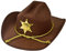 Cowboy-Hut, amerikanischer Sheriffstern, aus braunem Filz, Sheriffstern in Gold, aus Kunststoff