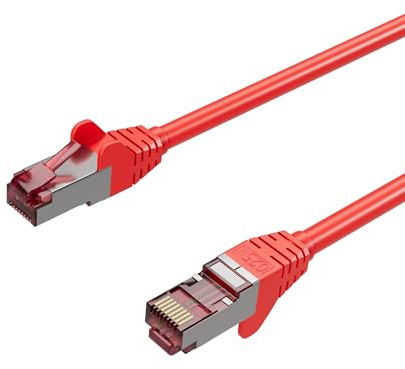 Kabelbude.eu Netzwerkkabel Ethernet LAN Patchkabel Cat 6A S/FTP PIMF GHMT Halogenfrei RJ45 Rot 5m