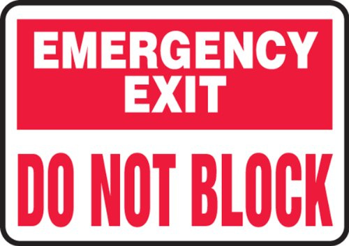 Accuform Sicherheitsschild Emergency Exit - Do Not Block, Kunststoff, 25,4 x 35,6 cm (MEXT900VP)